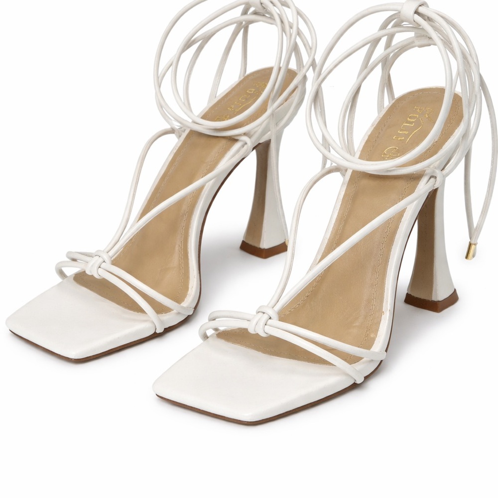 Oh Polly White Lace-Up Heels – Size 41 / US 10 – Brand New